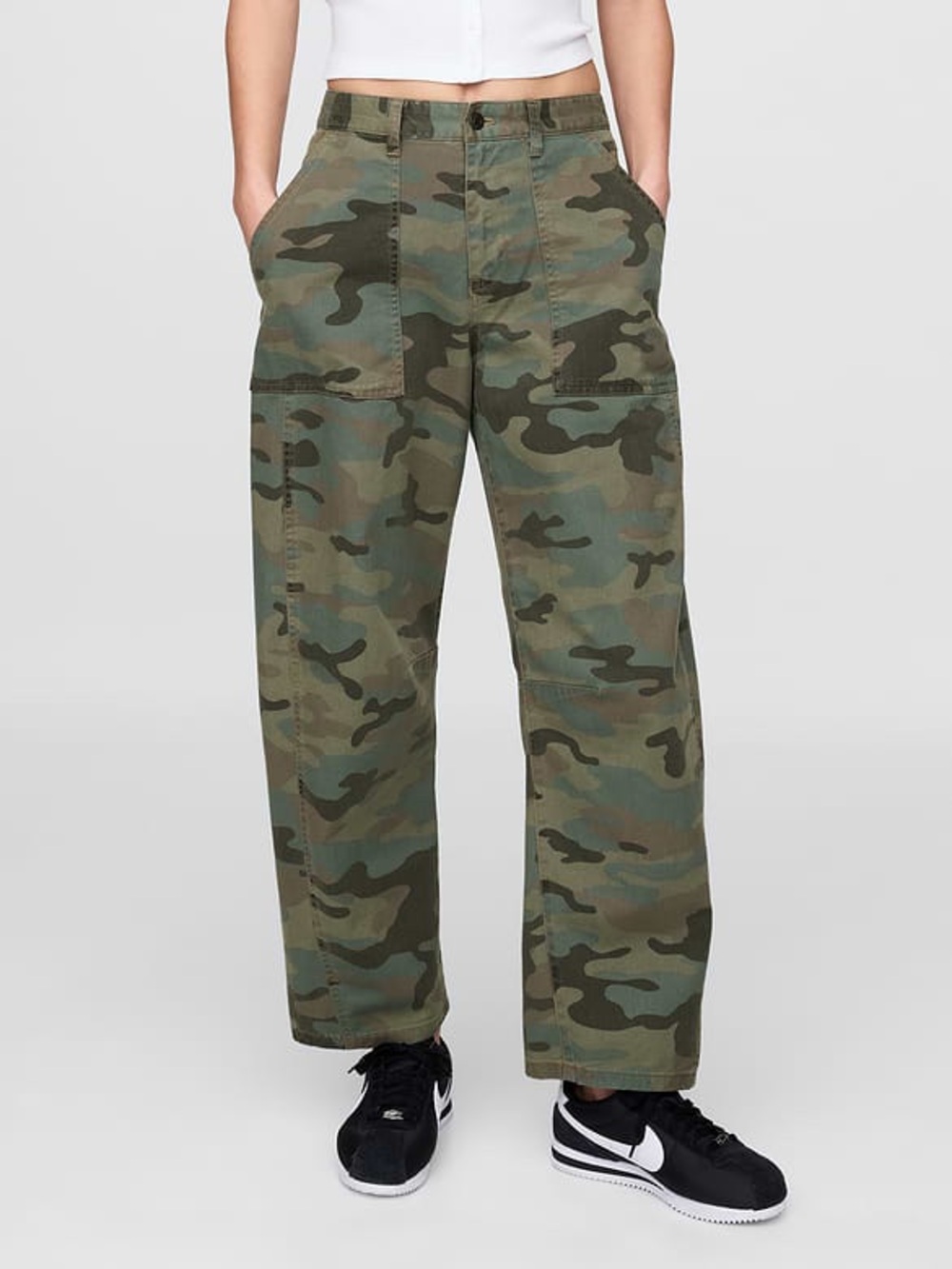 Gap Camo Mid Rise Twill Barrel Pants size 16 TALL